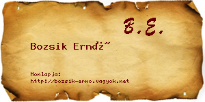 Bozsik Ernő névjegykártya